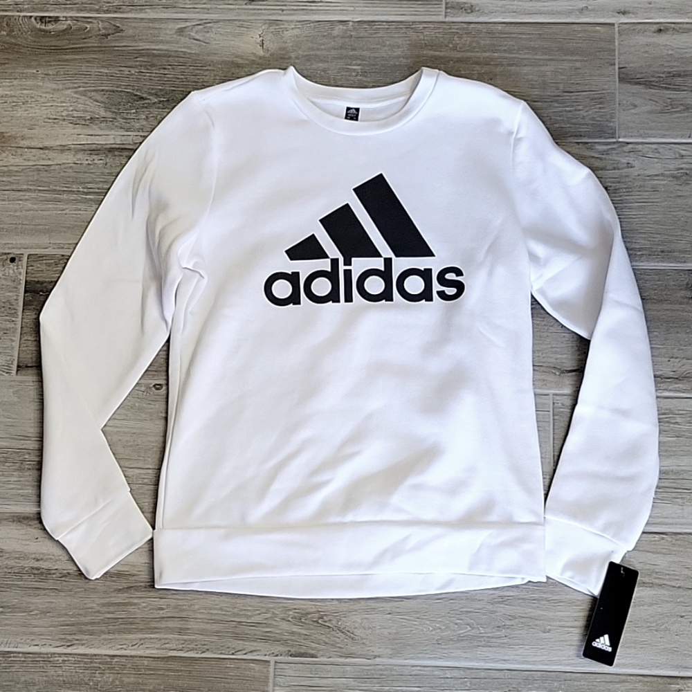 Adidas logo white crew neck sweatshirt